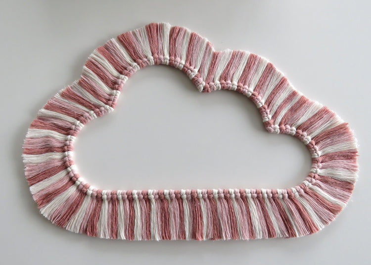 Wolk macramé ecru/roze