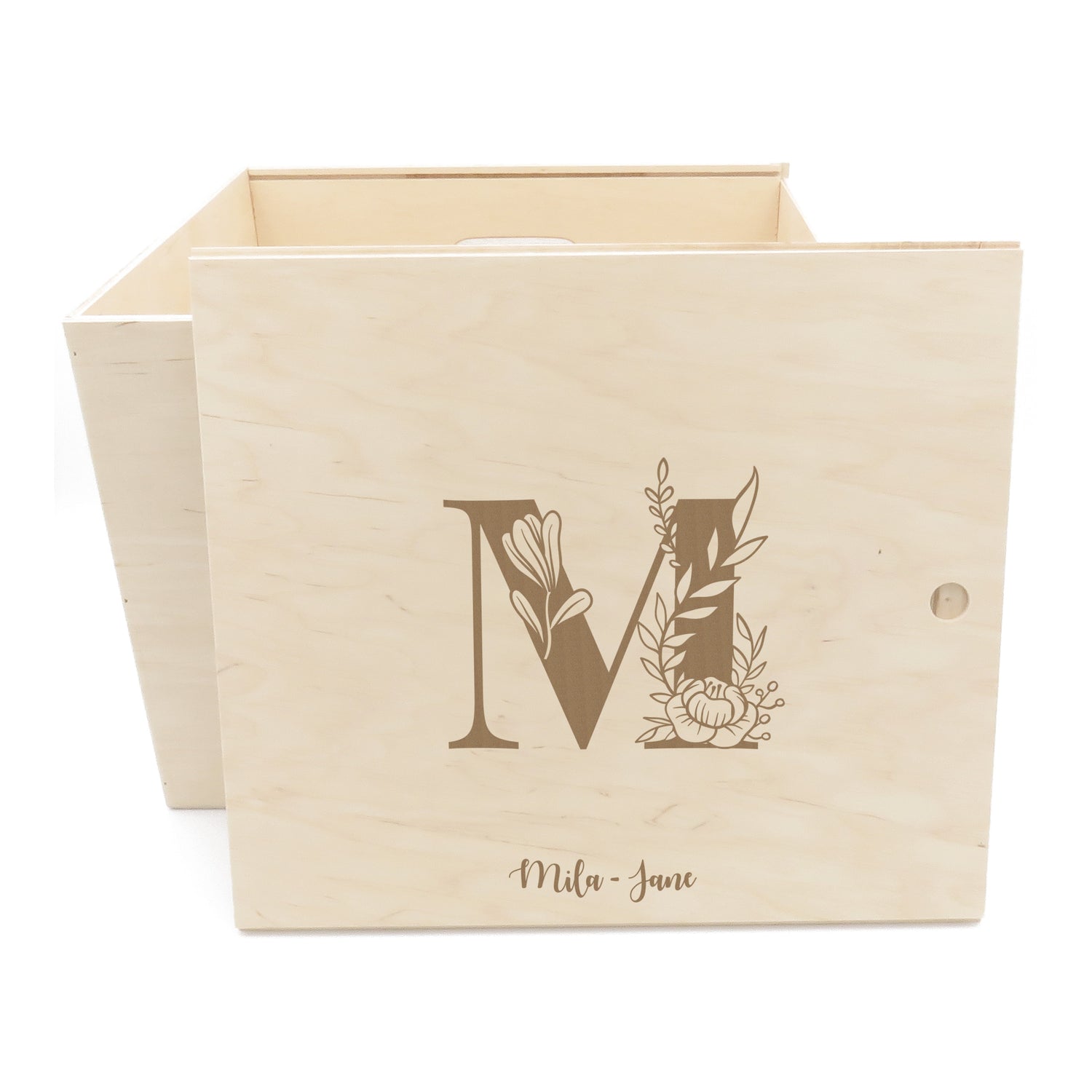 Vooraanzicht memorybox bloemenletter - groot