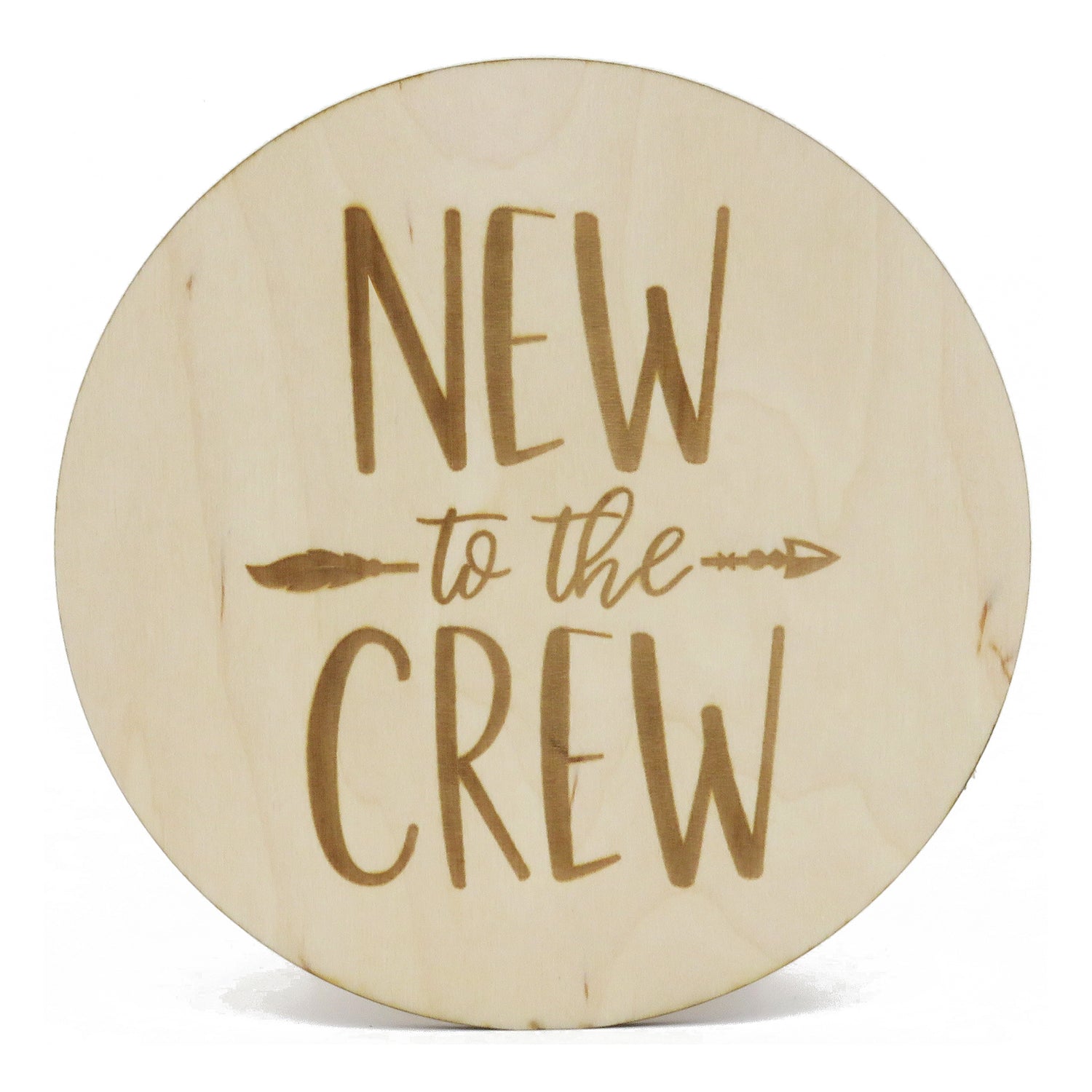 Houten gegraveerd geboortebord "New to the crew"