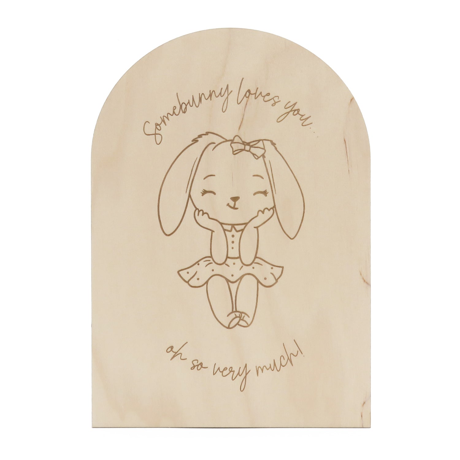 Alternatief houten gegraveerde kaart "Somebunny loves you"