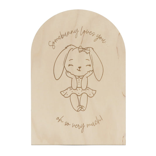 Alternatief houten gegraveerde kaart "Somebunny loves you"