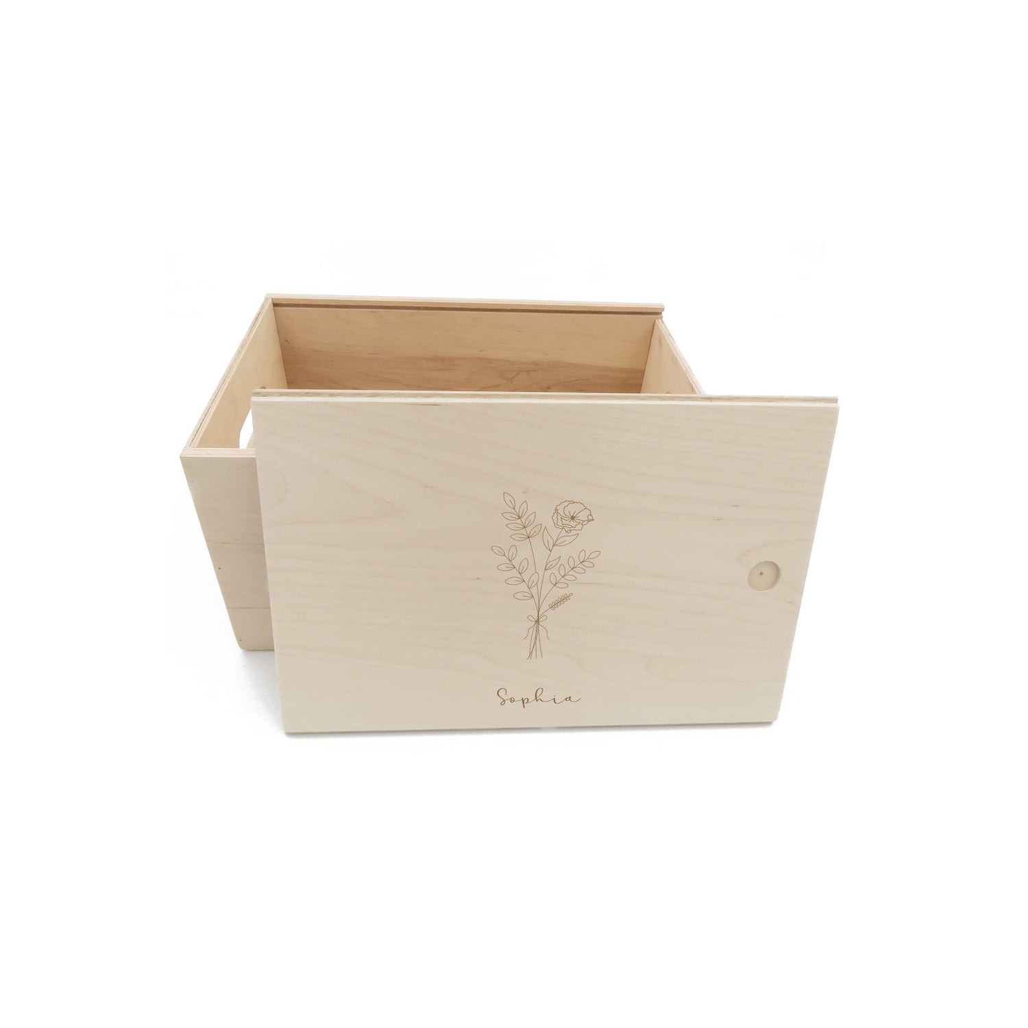 Houten memorybox geboortebloem klein