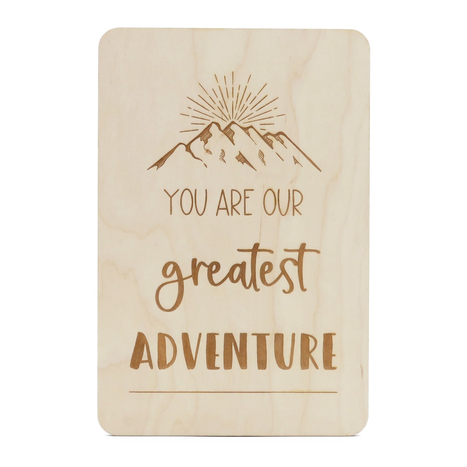 Houten gegraveerde kaart - You are our greatest adventure