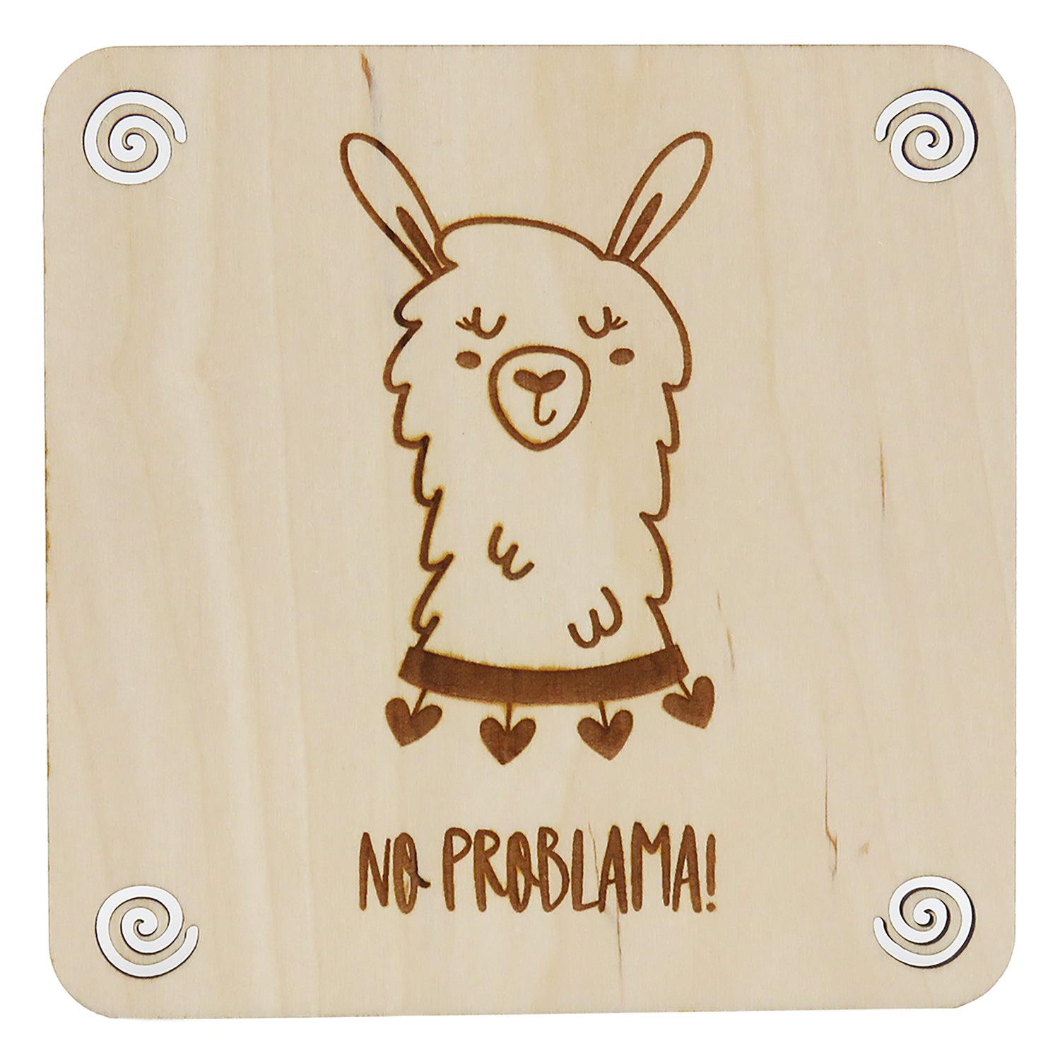 Houten gegraveerde kaart no problama